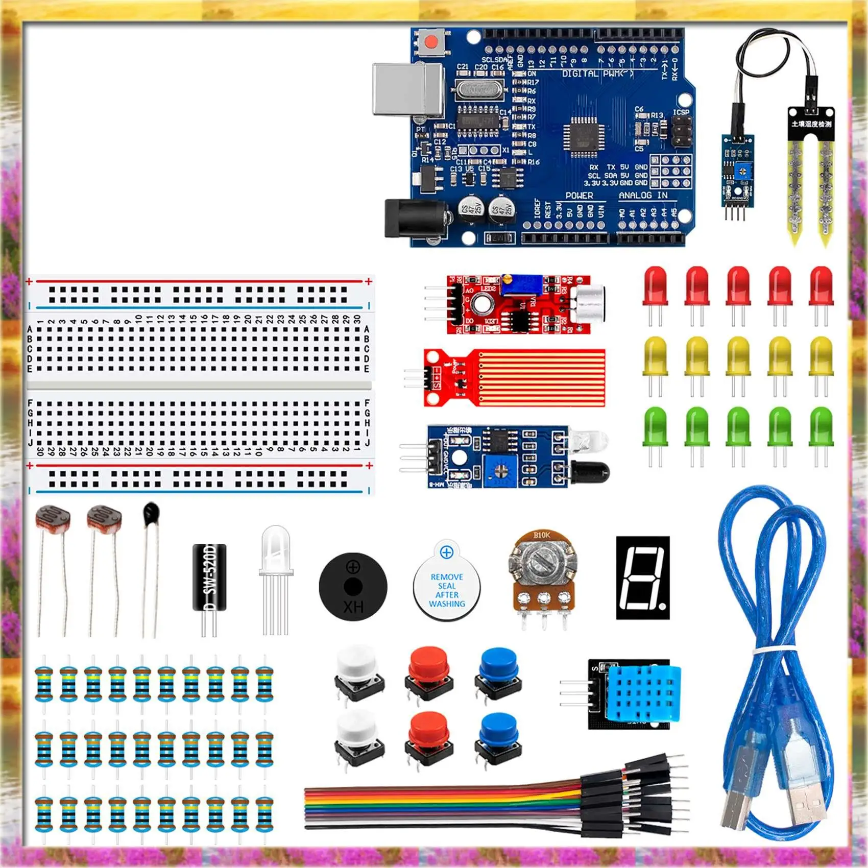 【ab07-価格】arduino-uno-r3-diy-キット-コンデンサ-ブリッジ-ブレッドボード-スターター-キットに適しています。