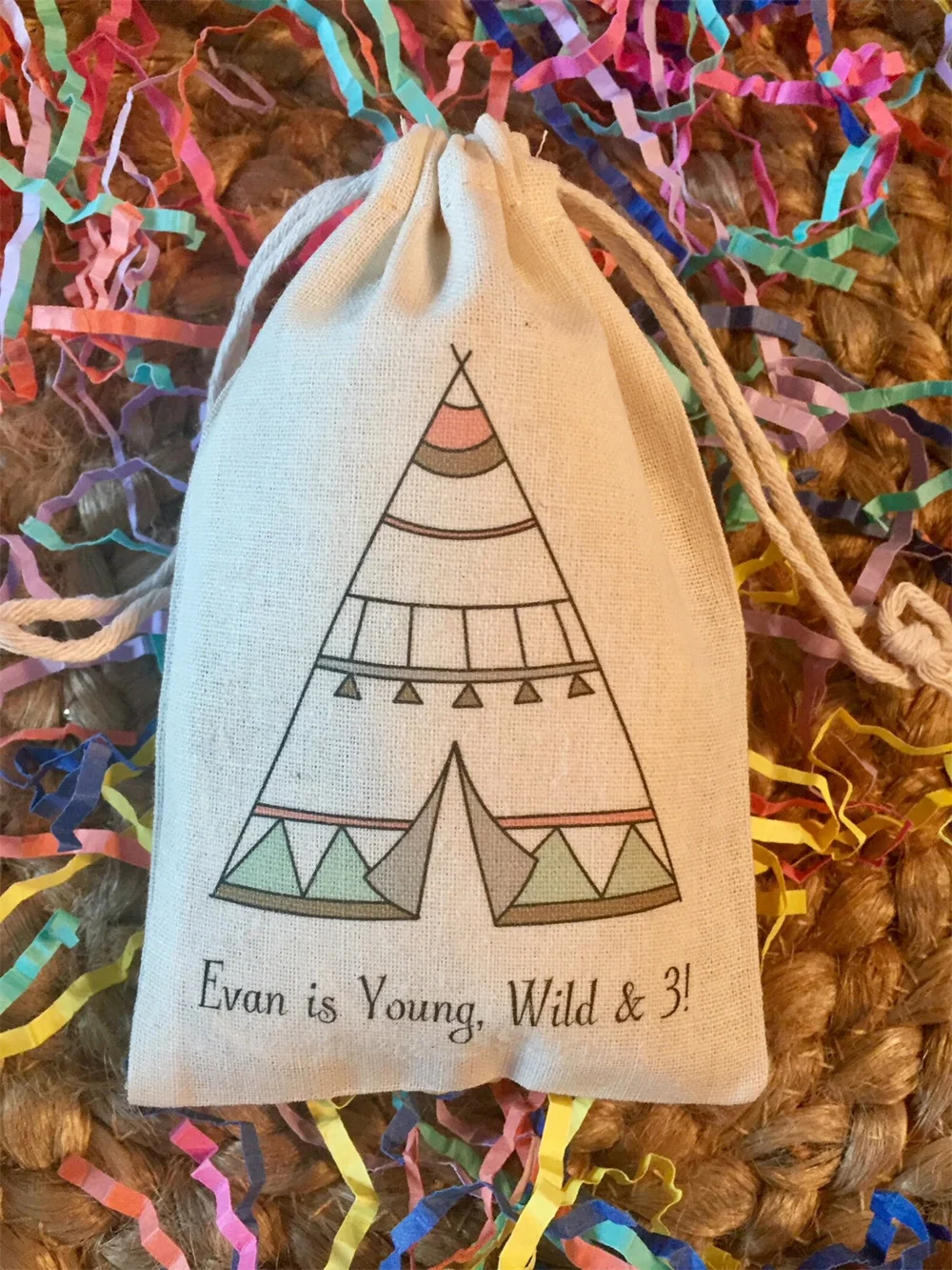 20pcs Tribal Boho Theme Party Favor Bags for Wild ONE, TWO Wild, Young Wild & THREE Birthday