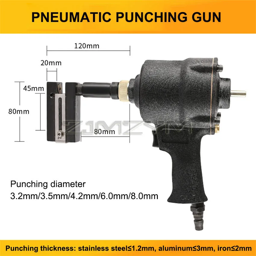 Pneumatic Punch Gun Metal Iron Plate Round Hole Punching machine Stainless Steel Advertising Word Air Puncher 3.2-8MM 6-8KGF