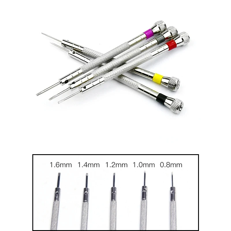 5pcs/set 0.8-1.6mm Steel Screwdriver for Watch Repairing Portable Watch Tools Band Removal with Mini Link Pins Watchmaker Tools