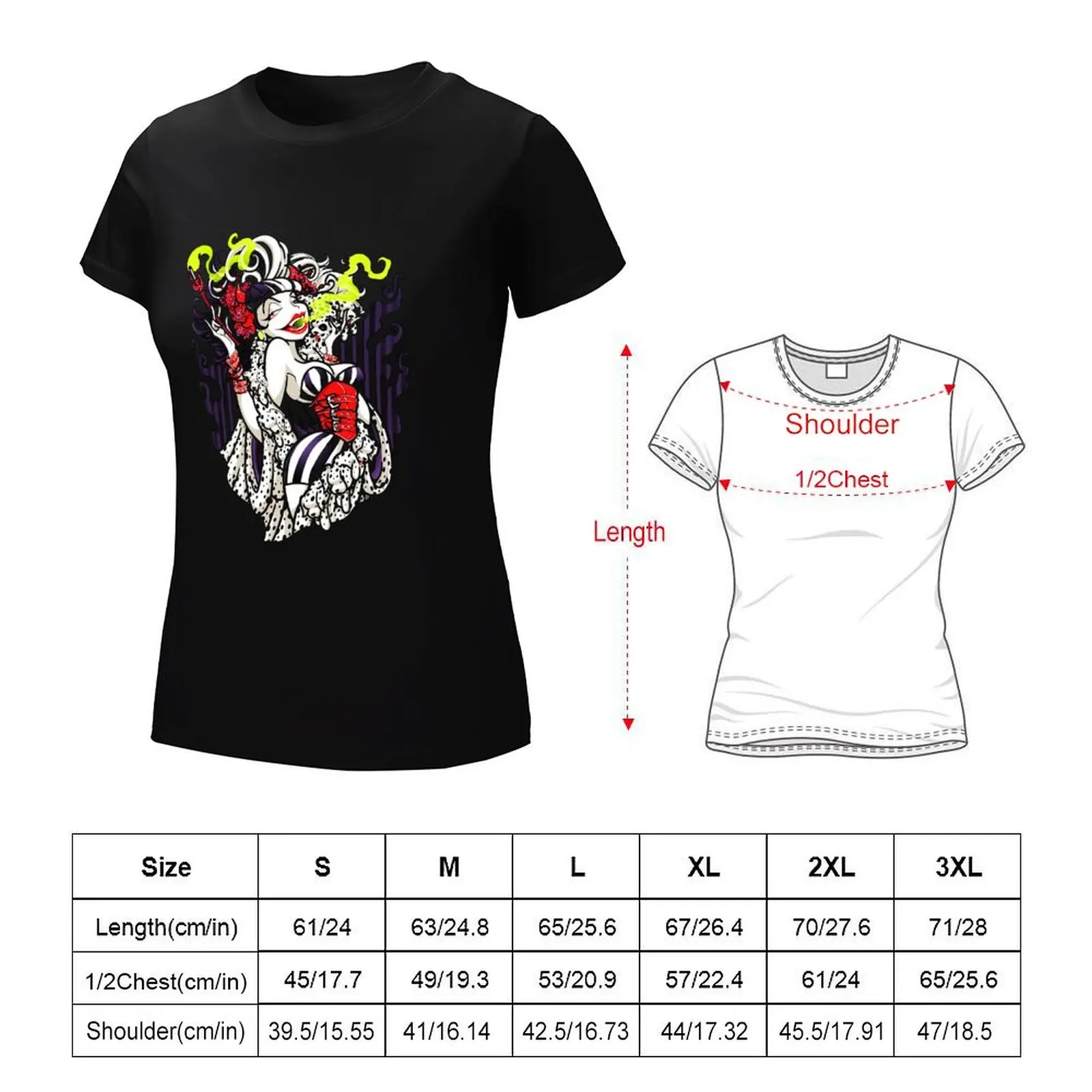 T-shirt Cruella Demon pour femme, autocollant Cruella Demon, étui pour iPhone, chemise scopique, grandes tailles