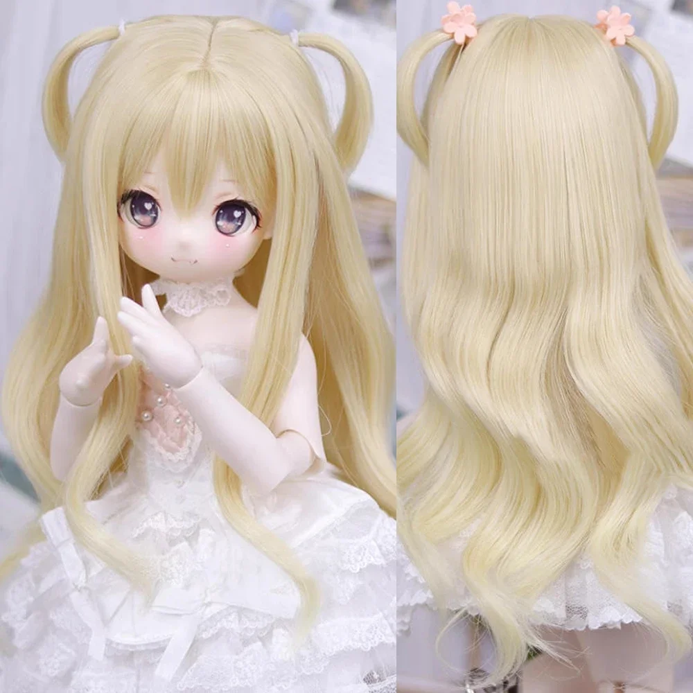 （Customize 30 Days）BJD DD SD MSD 1/3 doll's wig High temperature silk braids with long curly hair yellow wig（1 point）