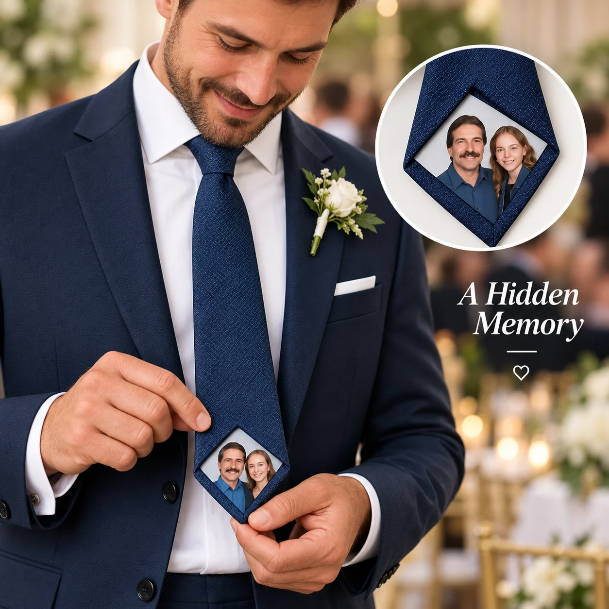 Personalized Photo Tie Sticker Custom Picture Necktie Hidden Photo Memory Tie Decal Wedding Gift Groom Dad Husband Father’s Day