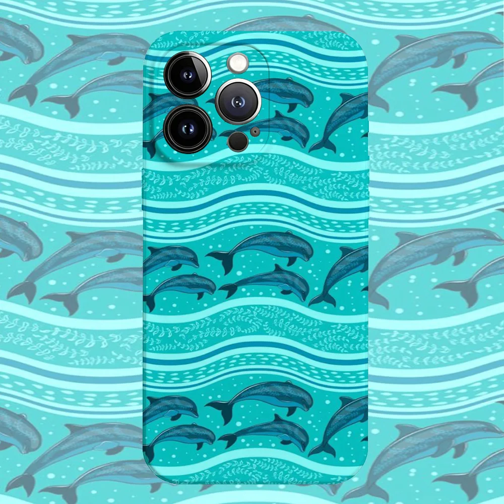Dolphin Wave Glossy Film Hard Phone Case for Samsung Galaxy A37 A57 A17 A07 A16 A56 A26 A36 A06 A55 A35 A15 A54 A05 A14 4G 5G