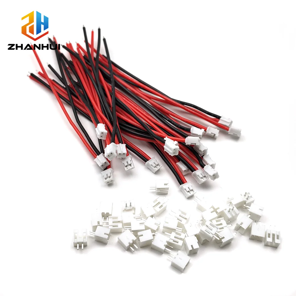 JST-PH 2.0 2-Pin Male Connector Plug with 22AWG Silicone Wire(10cm) Micro Electrical Wire Harness for DIY Electronics Drones