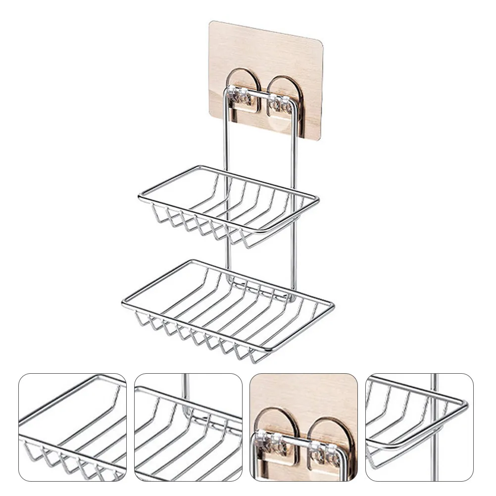 Double Layer Soap Rack High Grade Stainless Steel Rustproof Waterproof Soap Shelf with Smooth Rounded Corners Safe Easy Paste
