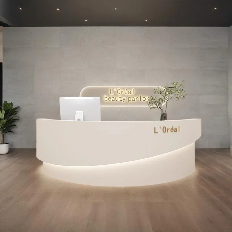 Front Desk Reception Counter Clothes Long Table Modern Luxury Furniture Office Aesthetic Salon Center Decor Empfangstheke Cash