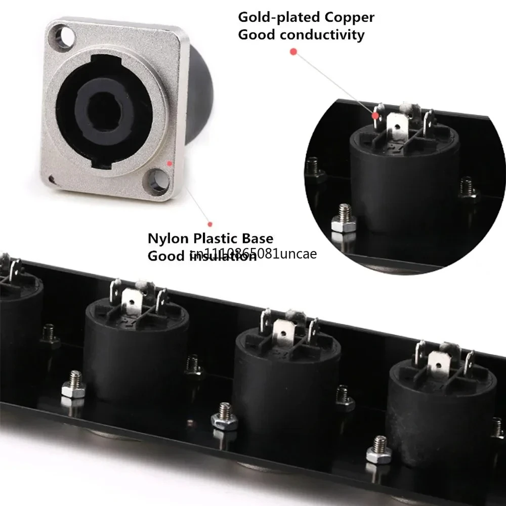 

Патч-панель для установки в стойку, 8, 12, 16 разъемов SpeakOn, для крепления в 1U кейс, для профессиональных аудиокабелей и штекеров SpeakOn