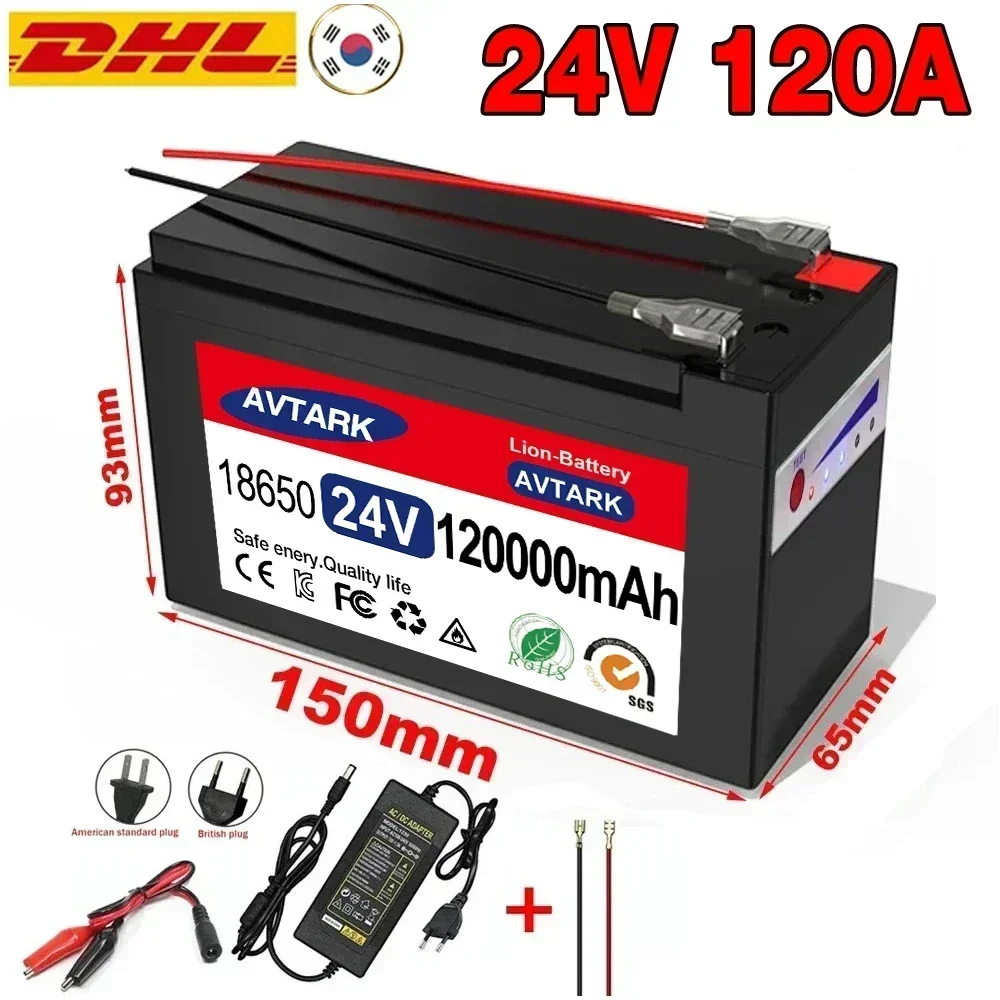 

LiFePo4 New 24V 65Ah 100Ah 120Ah Lithium Battery 18650 bms Electric Vehicle Lithium Battery Pack Built-in BMS 30A High Current