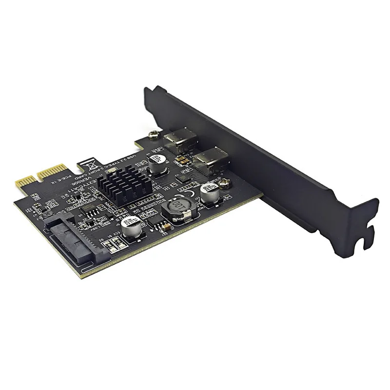 2Port TYPE-C PCIE Card PCI Express 3.0 X1 To Dual USB-C Expansion Card SATA Power USB3.2 Gen2 10Gbps ASM3142 Chip for Desktop PC