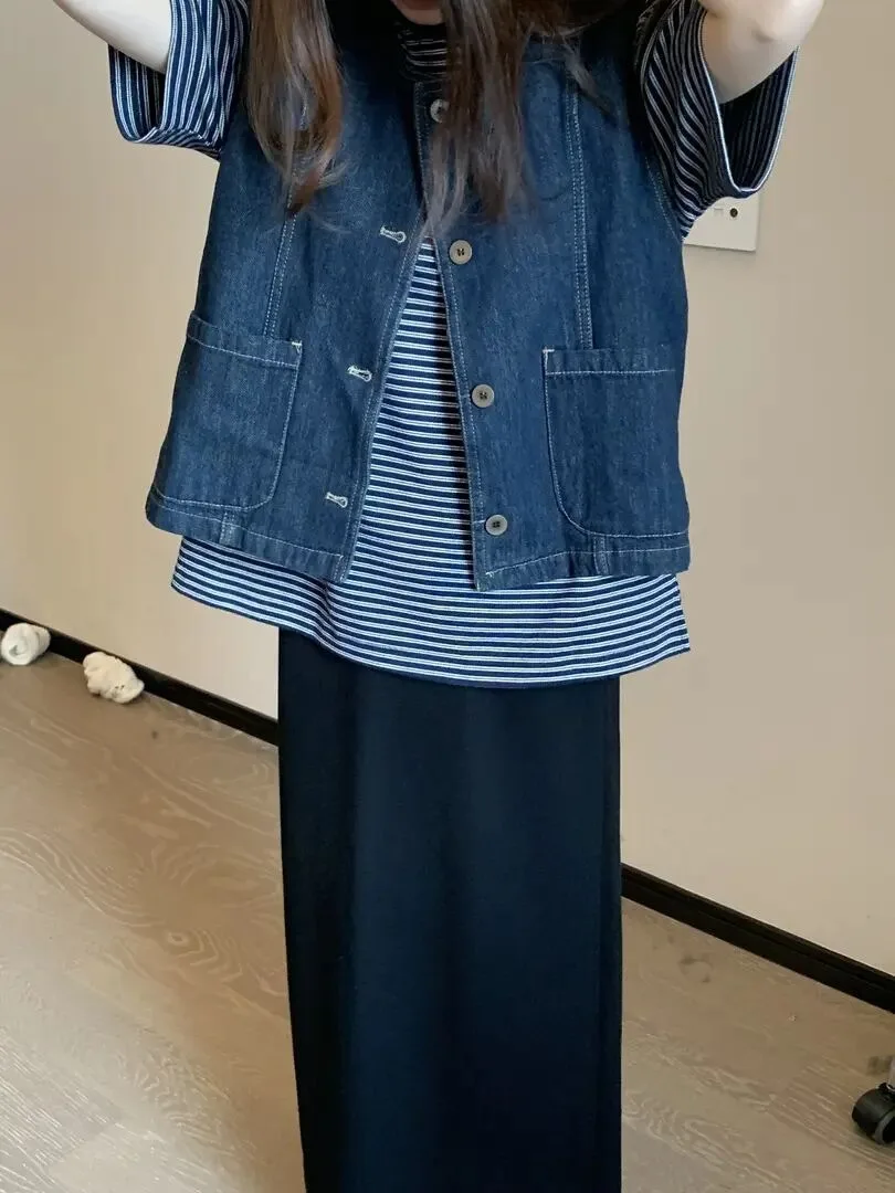 

Винтажный джинсовый жилет Artistic Journey, женский дизайн, круглый топ, модный многослойный жилет из смеси хлопка и полиэстера