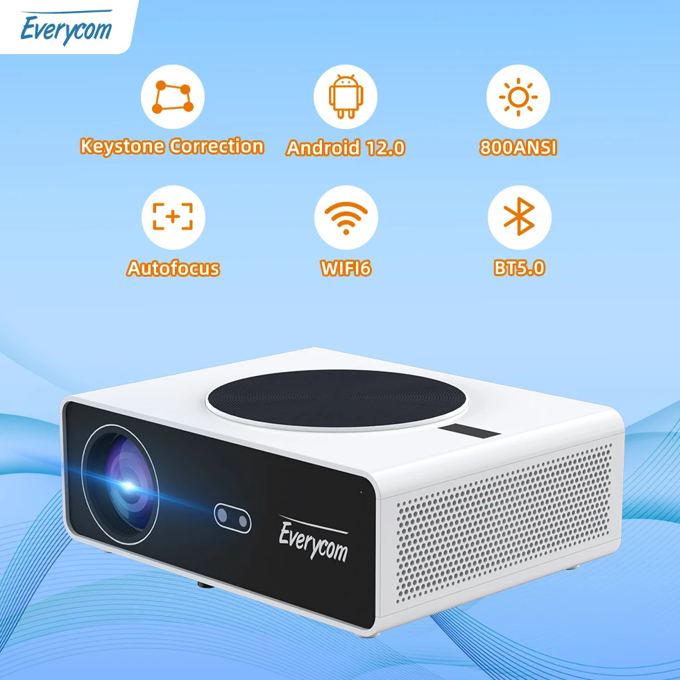 

Everycom Q10W Max 1080P Full New For Android 12 BIG Memory 3+64GB Smart Home Cinema Video TV Video Projector 4k Projector