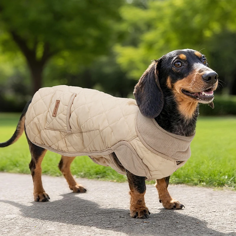 Winter Thermal Coat for Dachshund Water-Resistant Warm Dog Jacekt with Collar Hole Keep Dogs Warm Windproof Dog Clothing