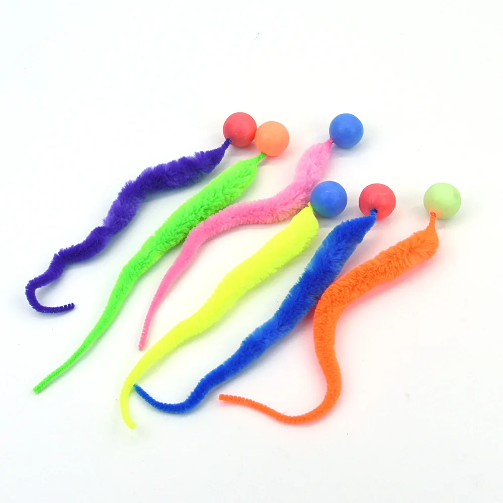 Interactief kattenspeelgoed Kietel Kat Kleurrijke stuiterbal Dierbenodigdheden Puzzel plagen indoor kattenworm rups elastisch speelgoed