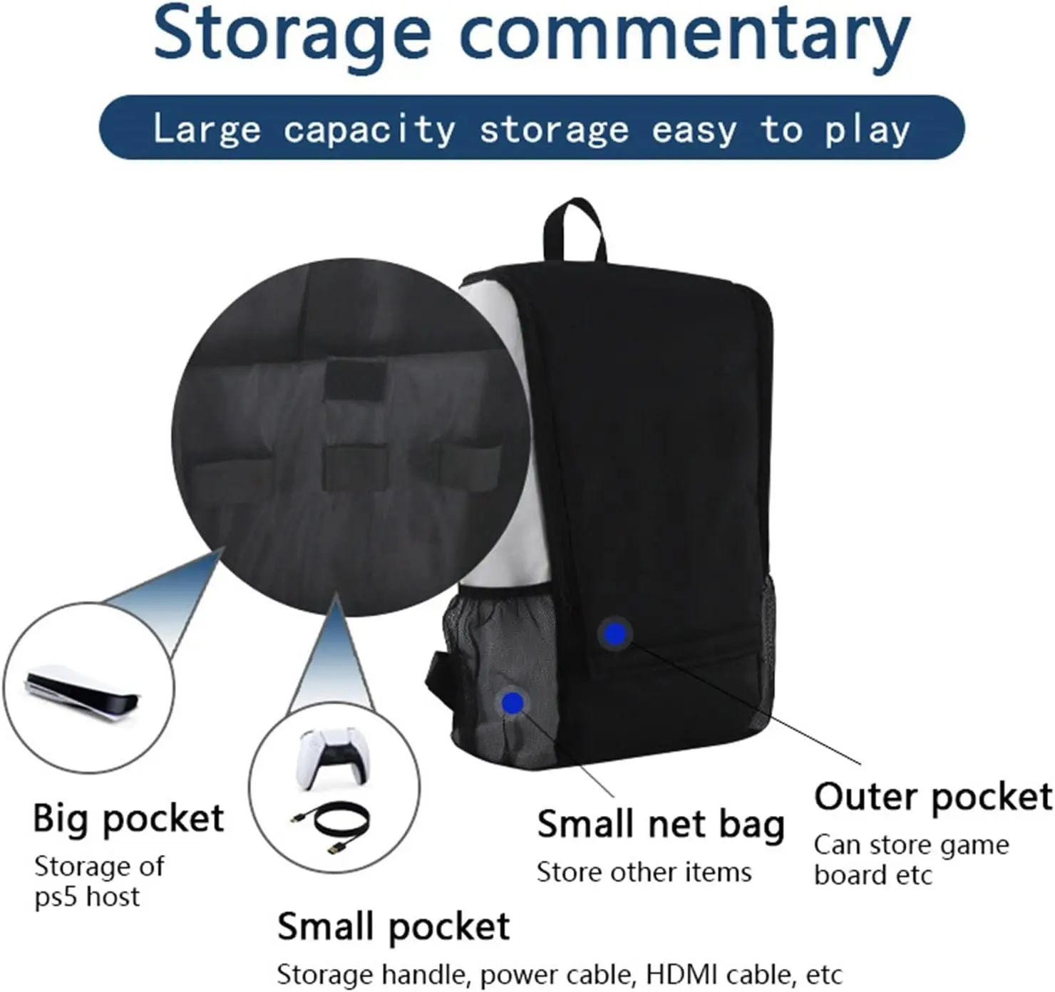 حقيبة يد لتخزين السفر على ظهره لوحدة التحكم PS5 حقيبة فاخرة واقية حقيبة بمقبض لمجموعة PS5 حقيبة حمل للسفر