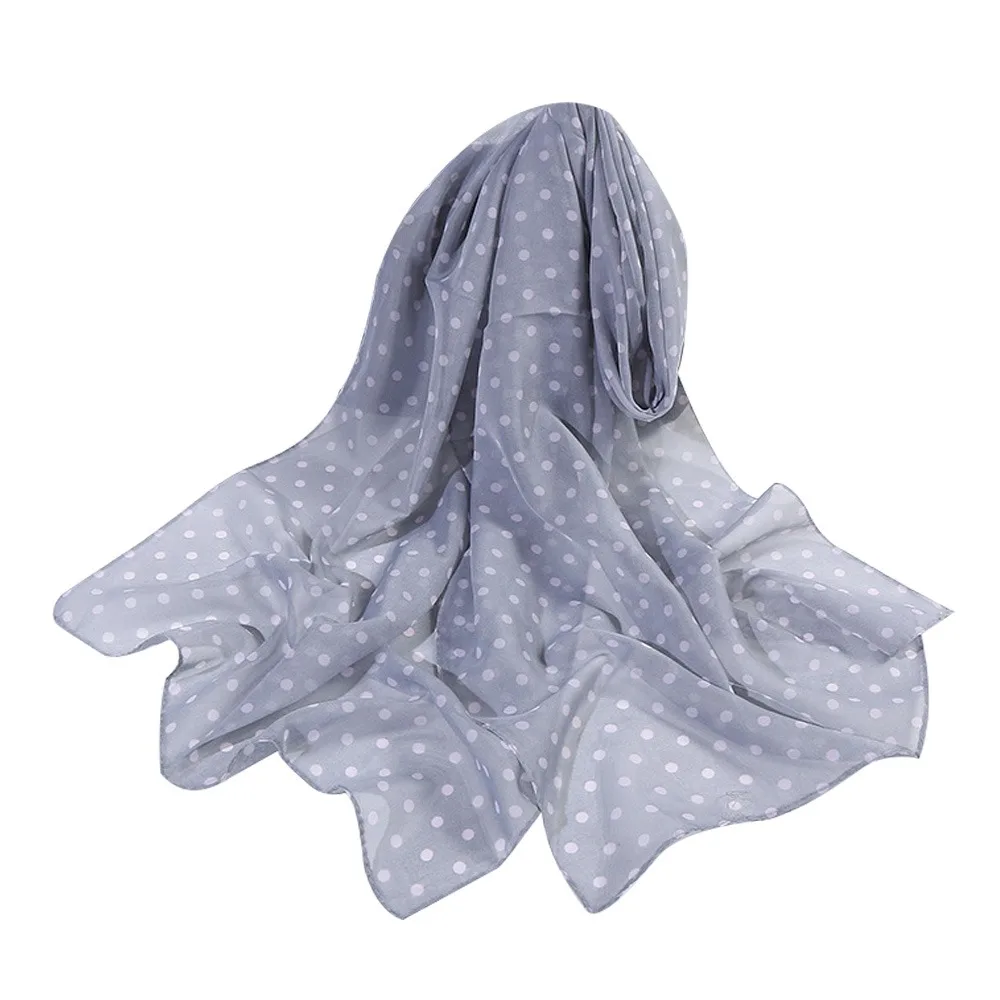 

Summer Bright Yellow Women Silk Scarf Multi-functional Dot Headband Elegant Thin Large Hijab Beach
