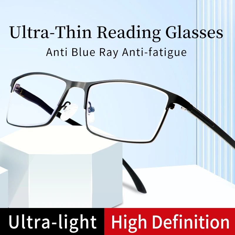  Ultra-Thin Reading Glasses,Blue Light Blocking,Anti Eyestrain,Computer Reading Glasses,TV Glasses for Men