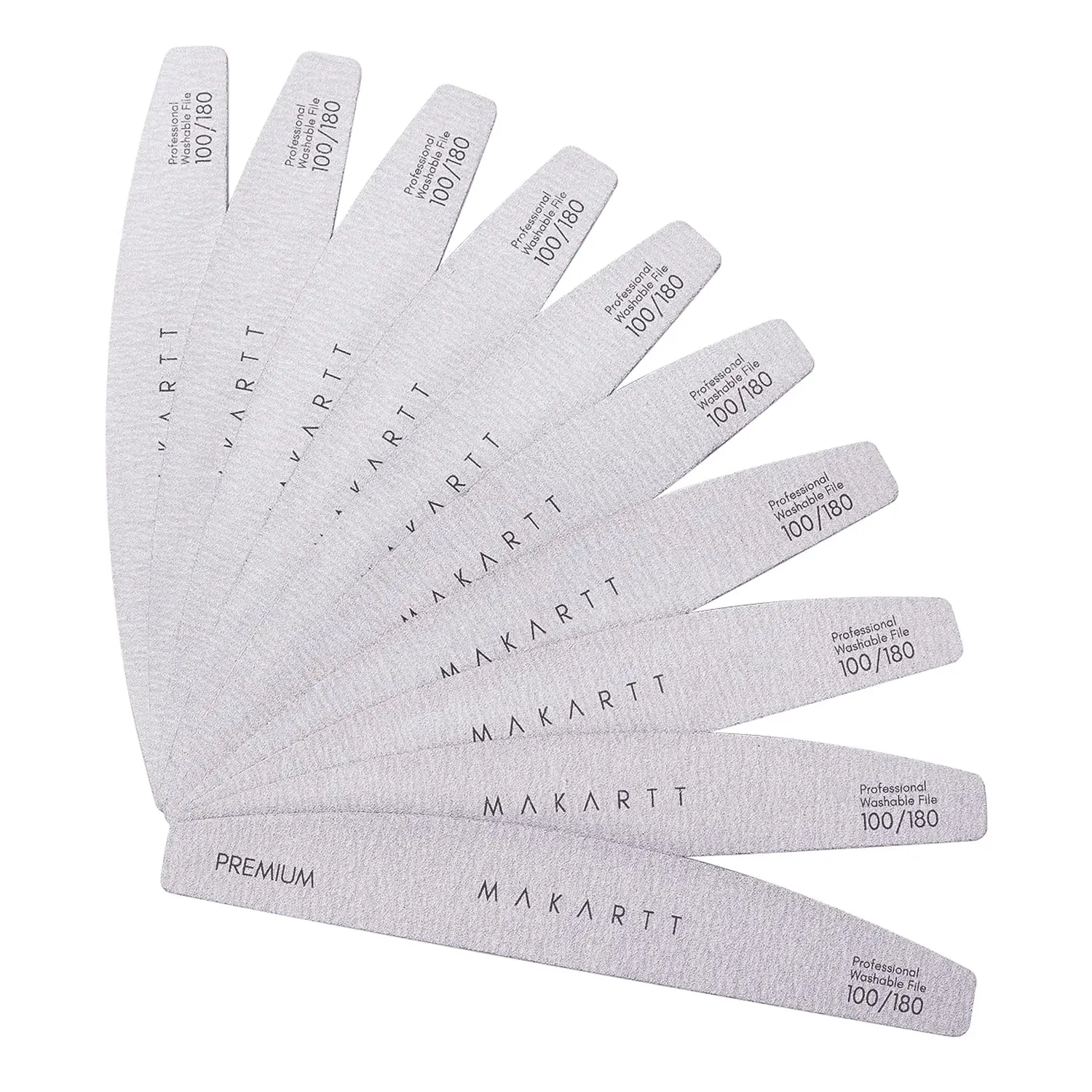 Professional Nail Files, 100/180 Grit Emery Boards, 10 Pcs Zebra Doubled Sides for Acrylic and Gel Removal Manicure Kit