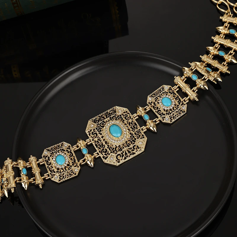 

Luxury Arabic-Inspired New Chain Belt With Special Color Cutout Design For Women's Carved Metal Jewelry Waist Chain