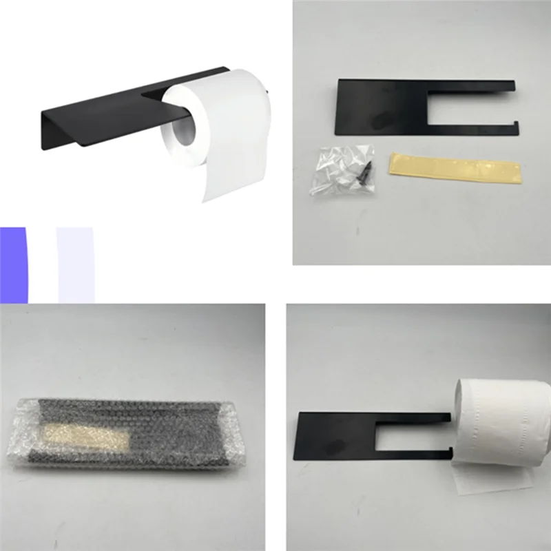 

AB41-Black Toilet Paper Holder, Adhesive Toilet Paper Holder Fits Most Roll Paper Sizes Toilet Paper Holder Wall Mount