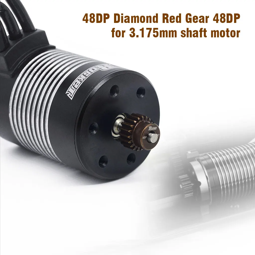 48DP Motor Gear Pinion Diamond Red 13T-35T for 1/10 1/12 1/14 RC Car F540 3650 3660 Brushless Brushed Motor