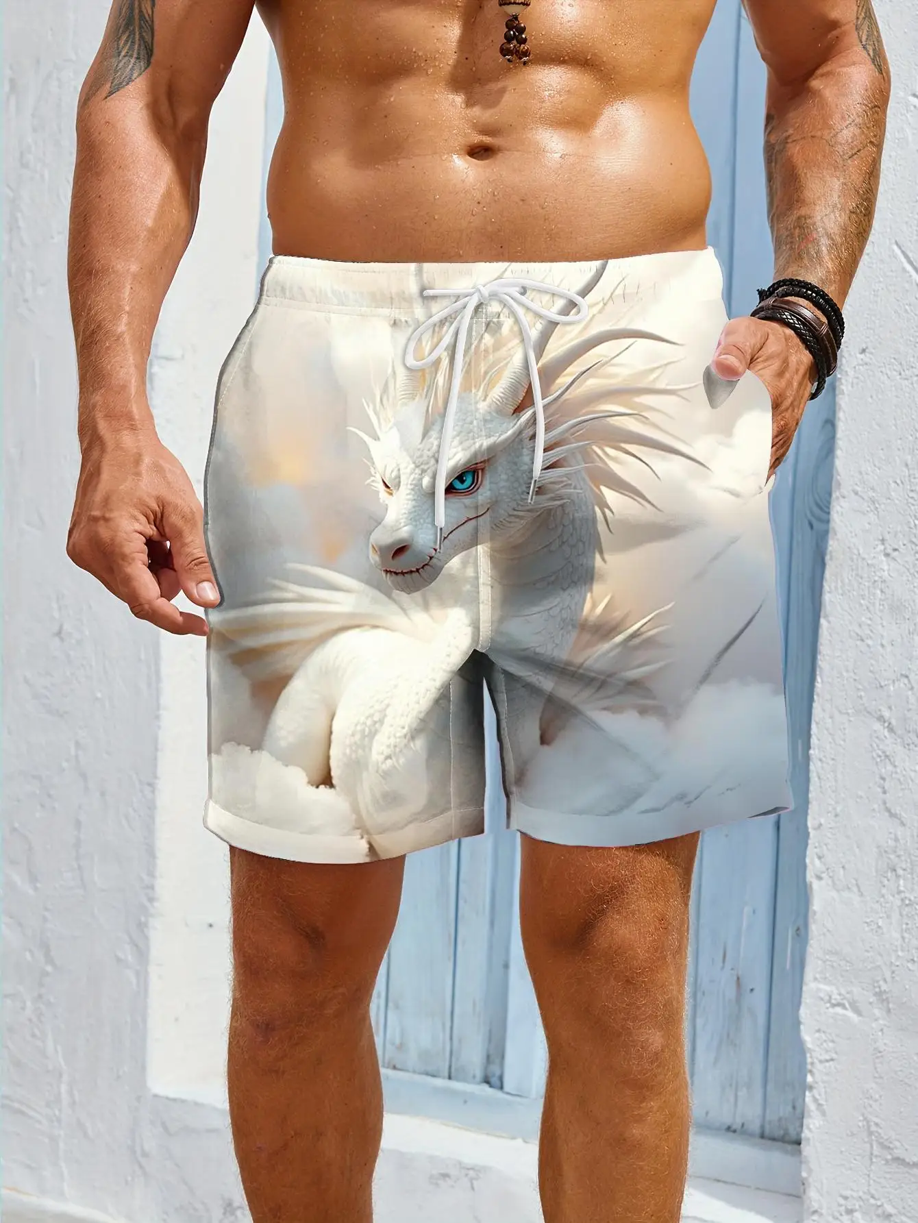 1pcs Men's Short swim trunks2026 Summer 3D Printed Short sleeve Polyester Quick drying running Breathable men's work pants