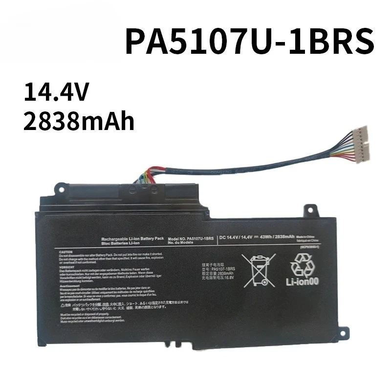 14.4V 2838mAh PA5107U-1BRS Laptop Battery For Toshiba L40 L40-ACO5W1 L50-A L50-AK15W L50D-AP50-A P55T A5202 S55-A L40-AT26W1 L50