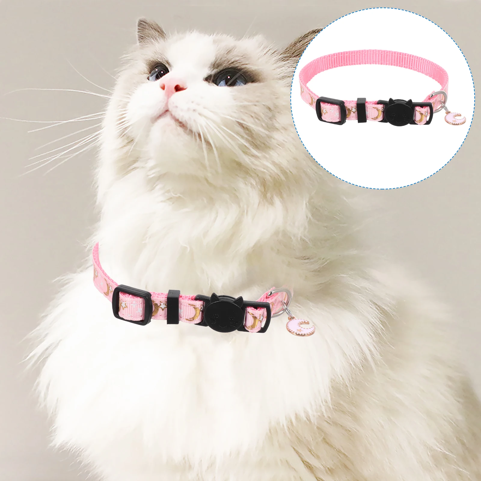 

Chic Moons And Stars Cat Collar Adjustable Soft Fabric For Lovely Kittens And Cats Daily Wear