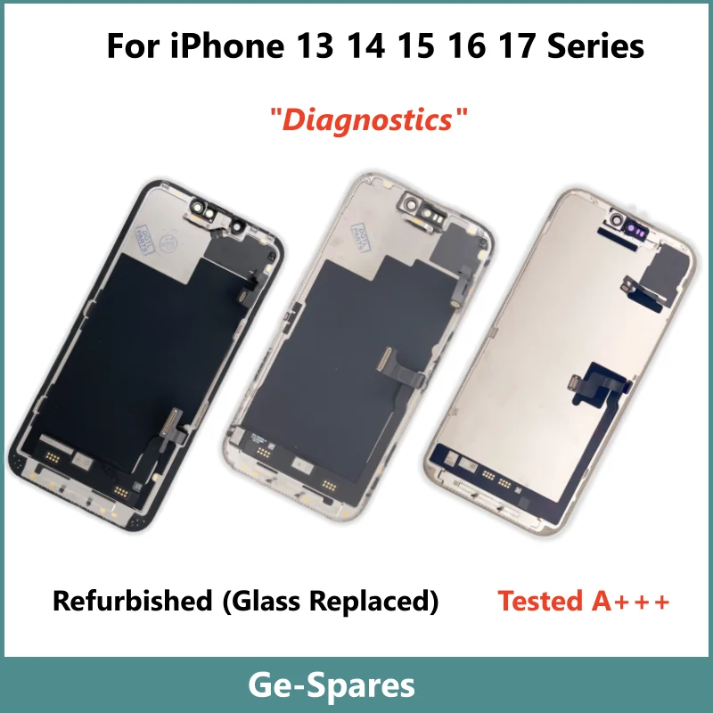 Tested A+++, Screen Glass Replaced For iPhone 13mini 14 Plus 15 16 Pro Max 17 Air, Display Assembly, Diagnostics