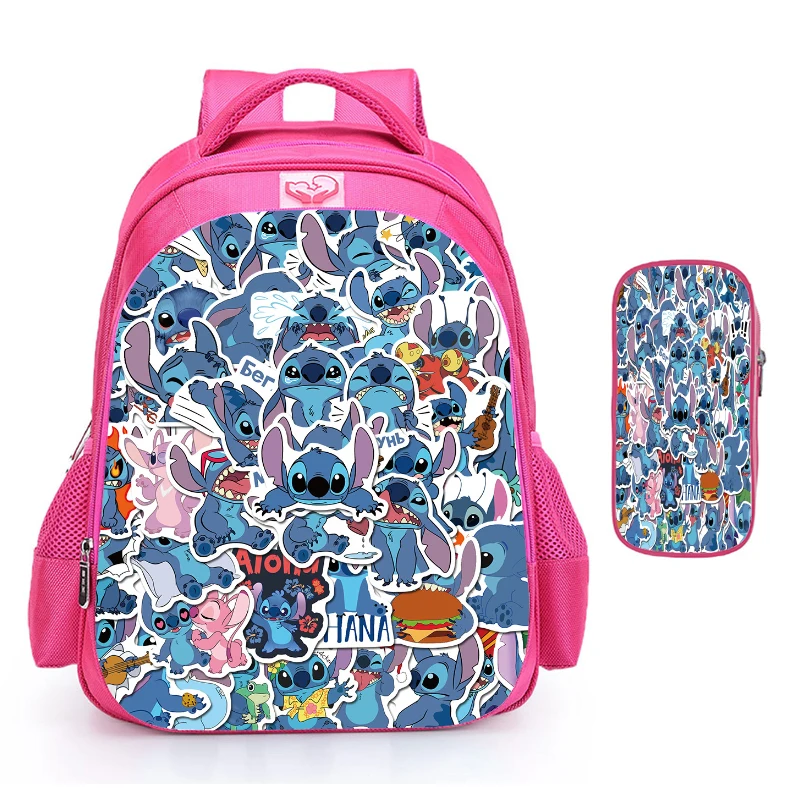 Mochila escolar rosa dos desenhos animados para meninas, mochila Lilo e Stitch, mochila primária de software infantil, grau 1-6