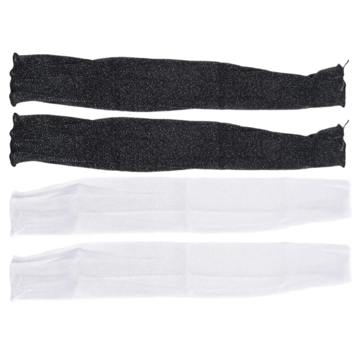

CGG-2 Pairs Women Long Lace Gloves Sun Arms Legs Sleeves Fingerless Tulle Sunscreen Accessory Black White