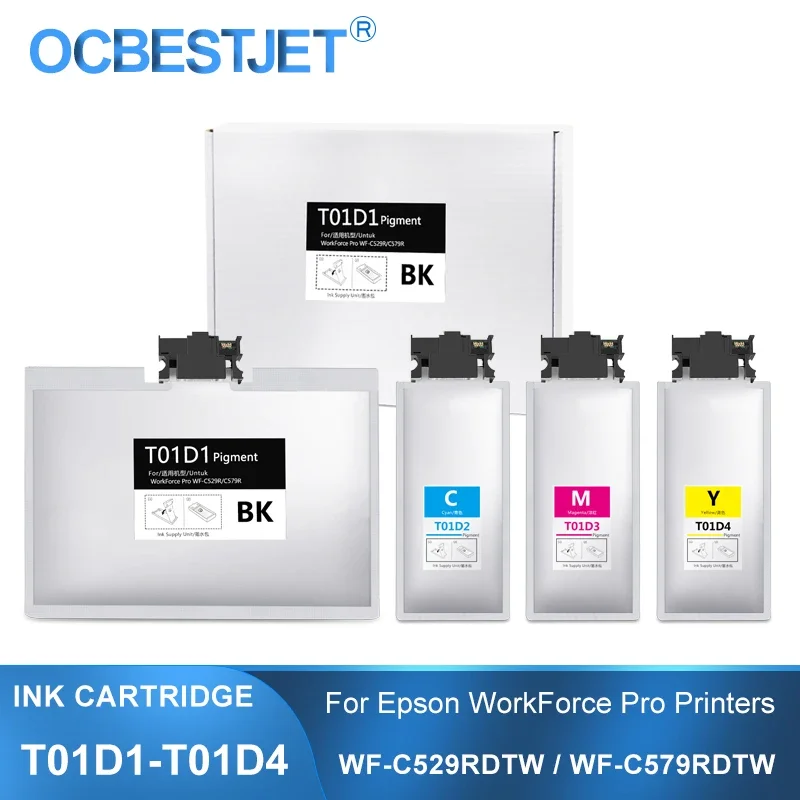 

T01D1 - T01D4 Ink Cartridge With Pigment Ink For Epson WorkForce Pro WF-C529RDTW WF-C579RD2TWF WF-C579RDTWF Printer Ink Bag