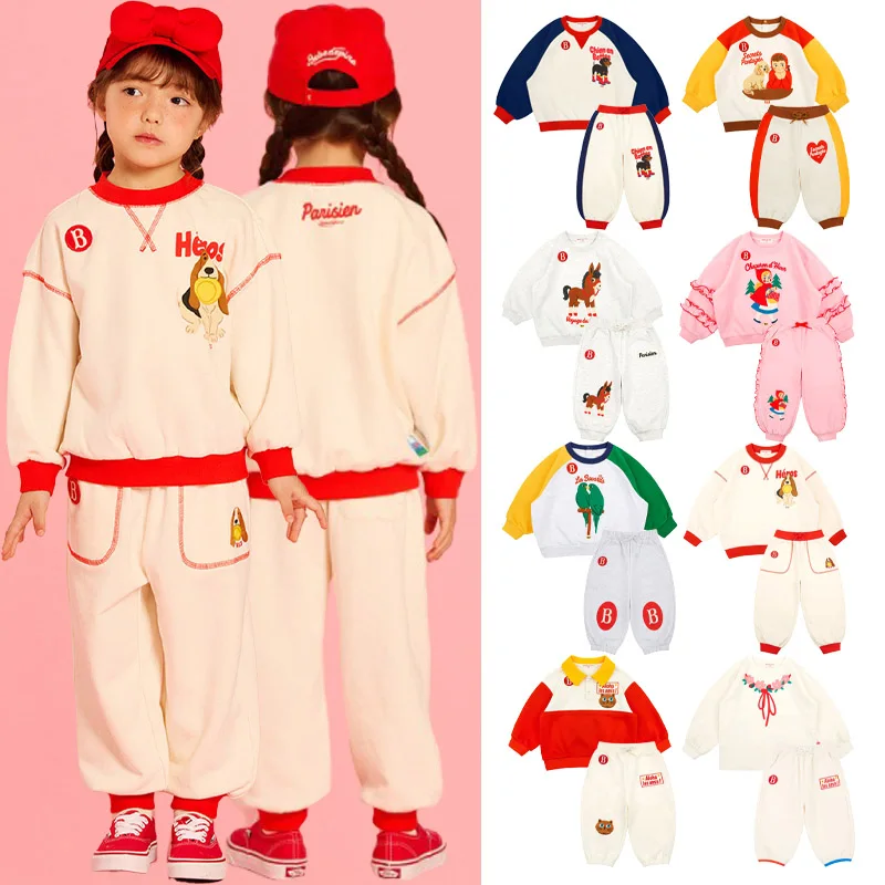 2026 New Kid Sweatshirt Pants Set Fall Winter Cute Thickened Fleece Warm Boys Girls Hooded Jacket Cotton Kid Long Sleeve T-Shirt