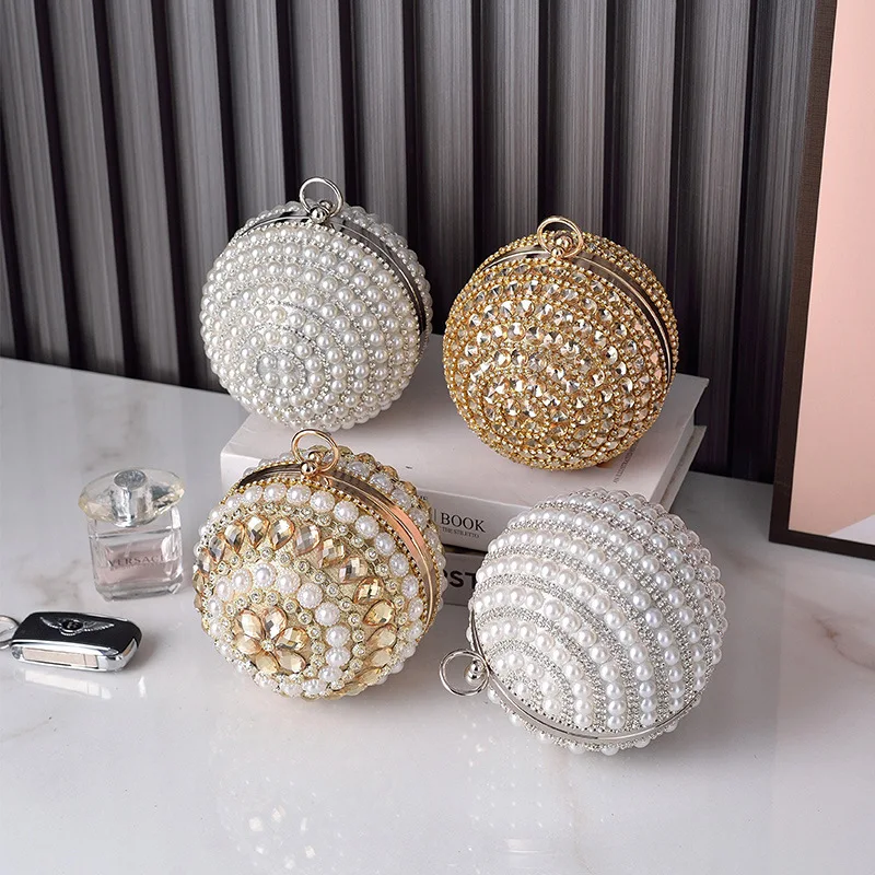 

Round Pearl Banquet Money Clutch Purse High-end Spherical Handbag Evening Party Designer Cute Purses Luxury Handbags For Women