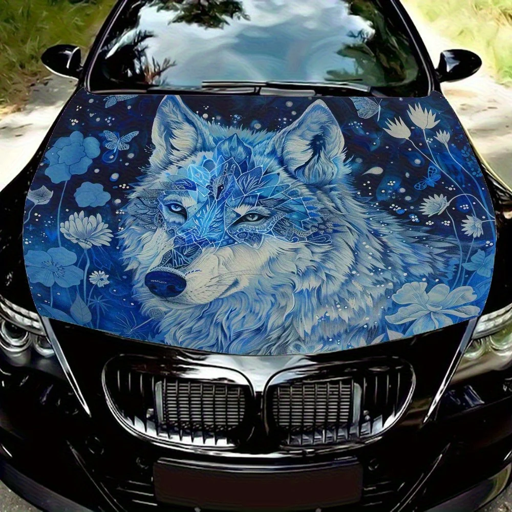 Fantasy Fairy Tale Style Ice Crystal Wolf Print Stickers, Waterproof And Sun-proof PVC Print Stickers, Auto Parts Accessories