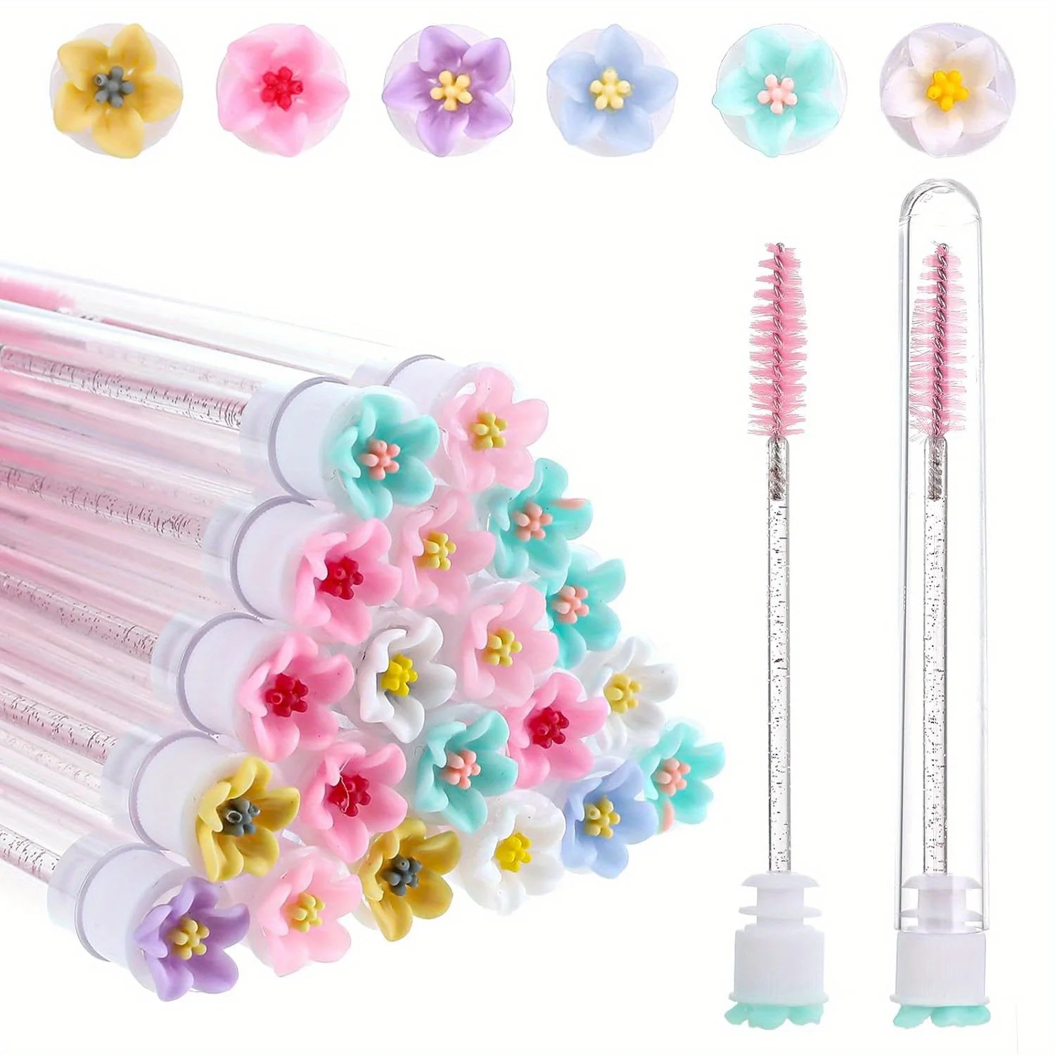 10 unidades de Escovas de Cílios com Tubo, Escovas de Cílios Brilhantes, Tubo Vazio para Máscara e Aplicador de Varinha