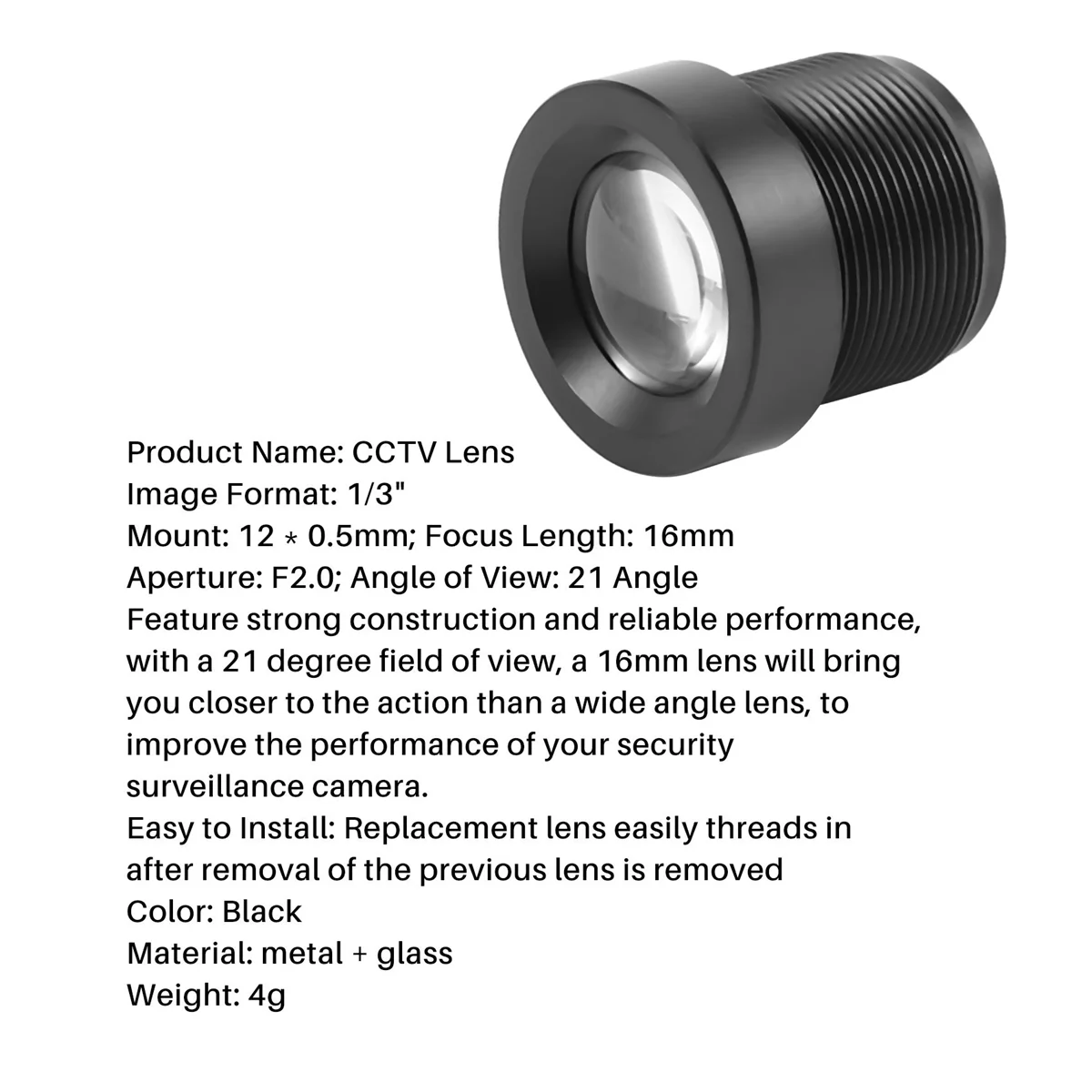 N21R SODIAL(R) CCTV Security Camera 16mm Focus Length IR Board Lens