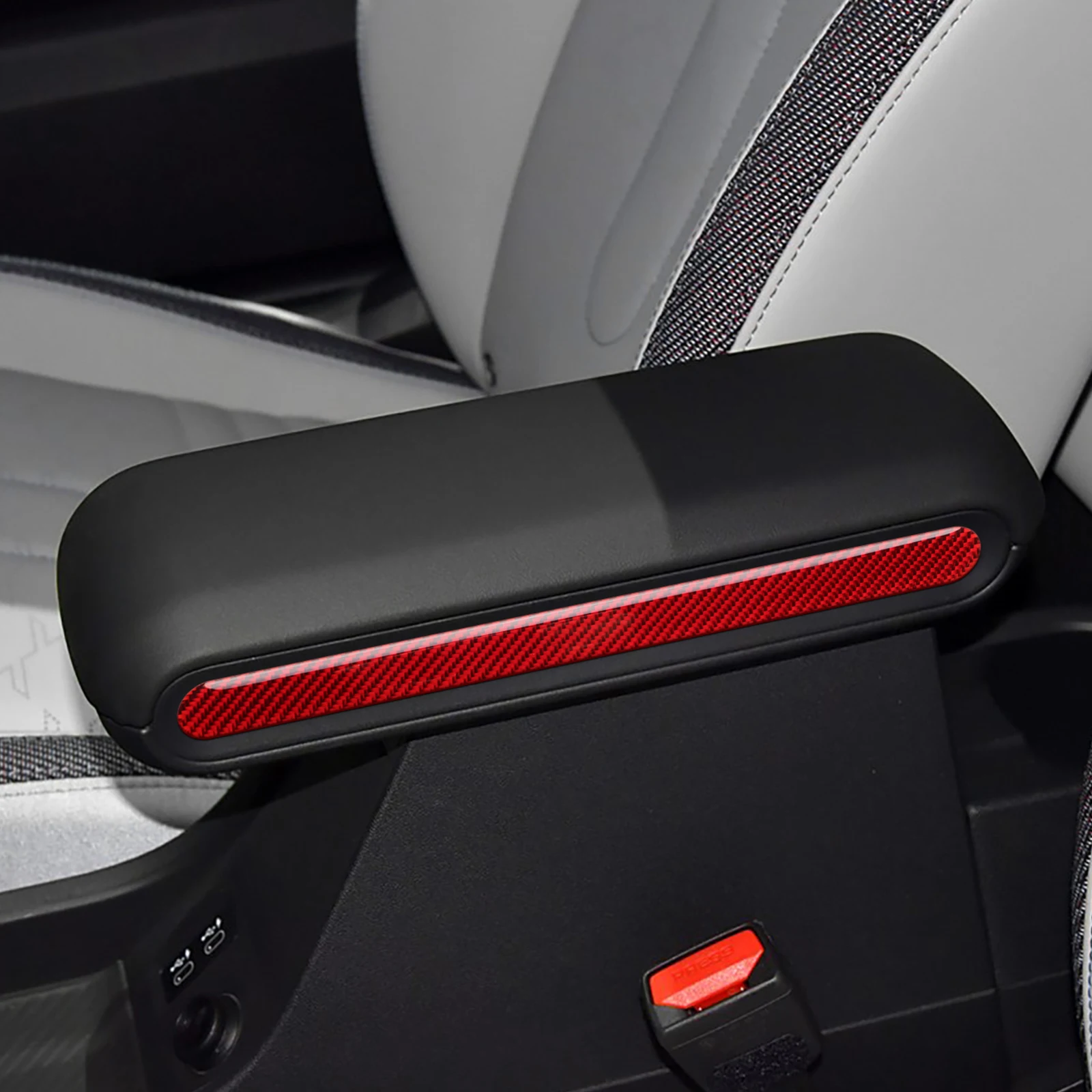 For BMW Mini Cooper S F65 F66 F67 2024 2025 Car Armrest Box Side Strip Sticker Interior Trim Accessories Soft Real Carbon Fiber