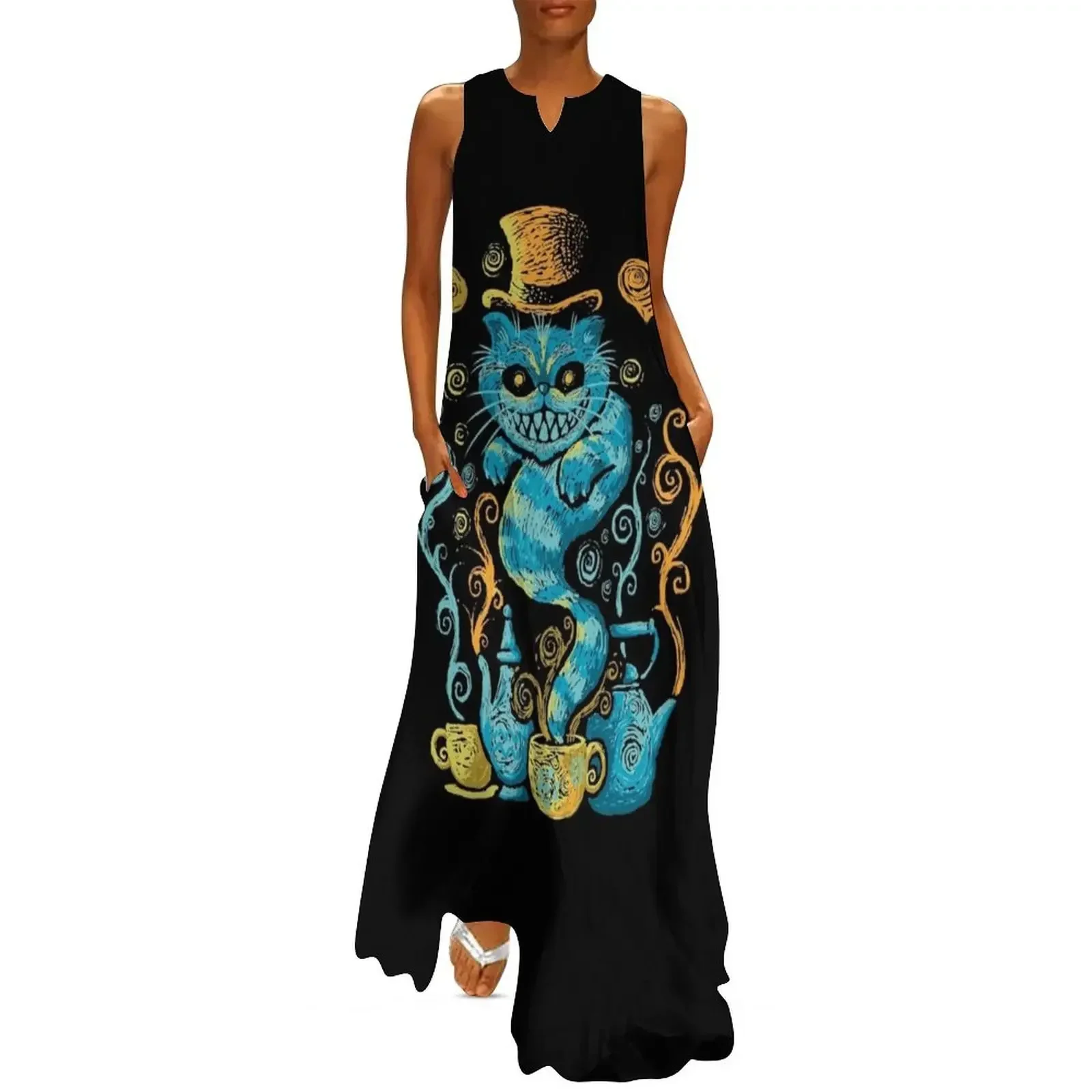 

Wondercat Impressions Long Dress Beachwear women's luxury party dress summer dresses chic and elegant woman dress