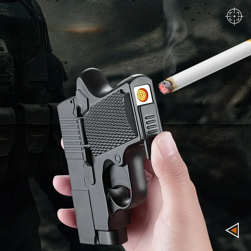 2024 Clip Gun Type One Click Launch Cigarette Windproof Tungsten Wire Ignition USB Lighter Outdoor Fashion Fun Electric Lighters