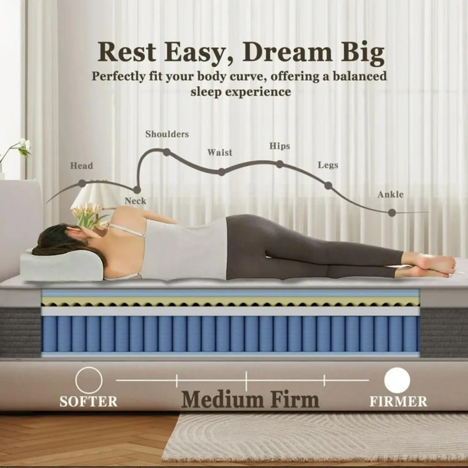12 Inch Full Hybrid Mattress, Pocket Spring & Cooling Gel Foam | Medium firm bed in a box with ergonomic back, Customized