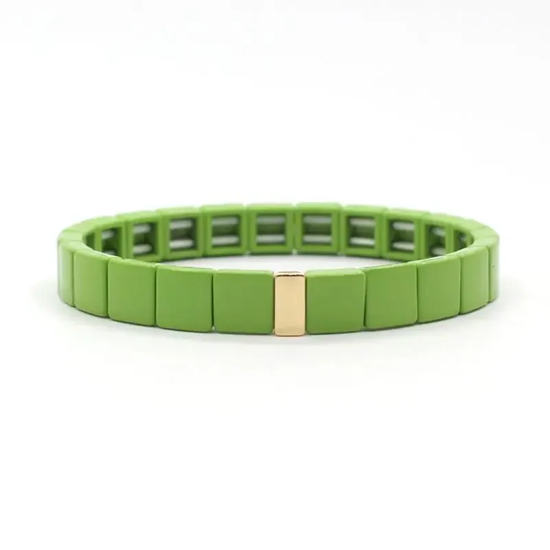 2022 Fashion enamel Charm Lady Rainbow bracelet with stacked colorful beaded bracelet gradient geometric square 8*8mm