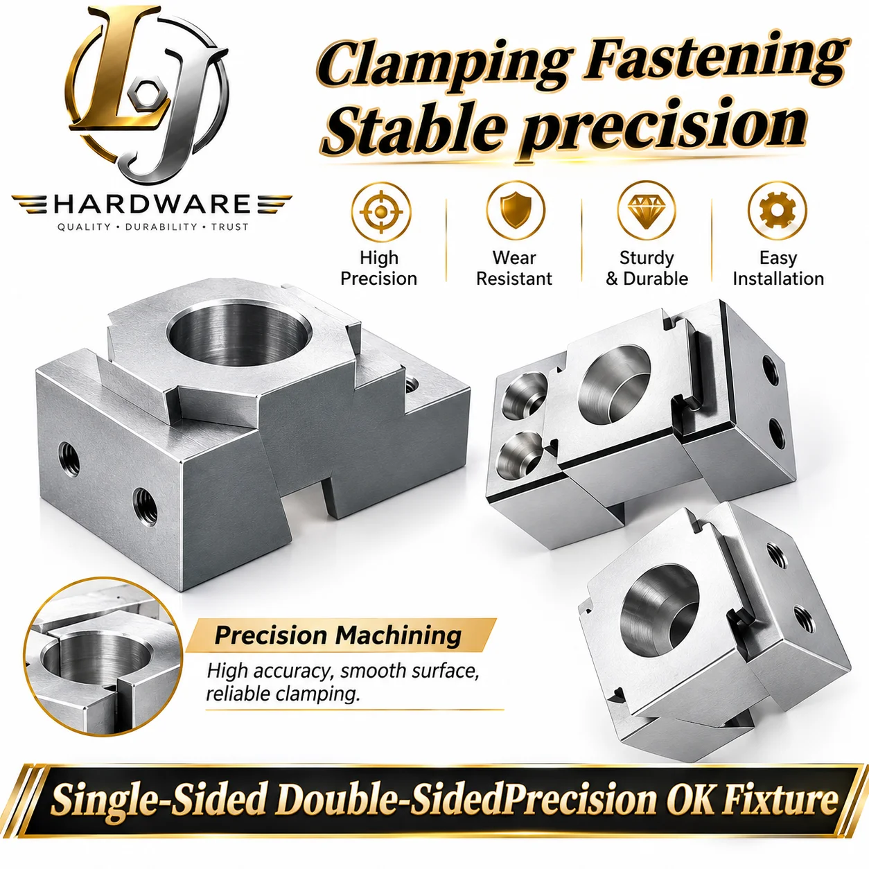 M6 M8 M10 M12 One/two-way OK Fixture Vise Multi-Station Wedge Clamping Block Precision Adjustable CNC Machining Fixed Fixture