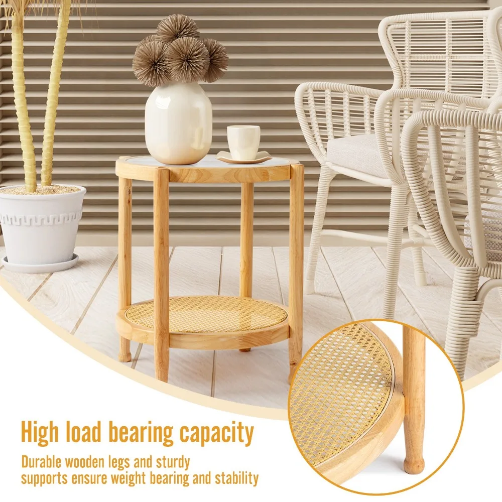 Garden 20 In/Outdoor Modern Round Coffee Table Side with Storage Open Shelf