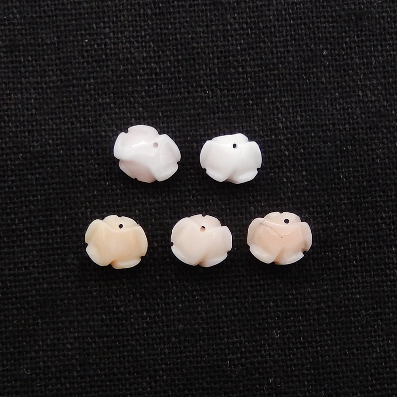 5Pcs Shell Carved Flower Pendants Beads,Natural Stone Fashion Jewelry Necklace Accessories 7x8x4mm 1g