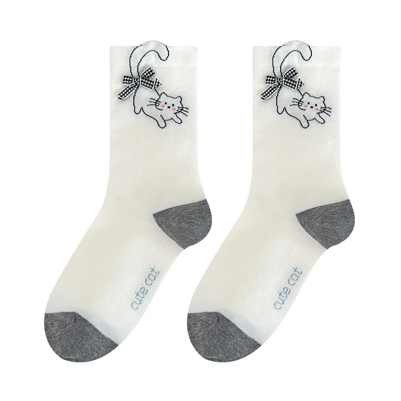 الكرتون لطيف الجوارب للنساء الصيف رقيقة StyleinsTrendy تنفس سلس منتصف العجل الجوارب مع الإبداعية ثلاثية الأبعاد كومة الزخرفية جورب