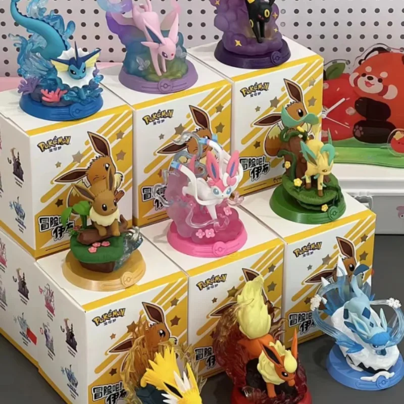 bandai-anime-pokemon-funismo-aventura-eevee-familia-terno-blindbox-flareon-espeon-sylveon-actionfigure-colecao-modelo-brinquedo-presente