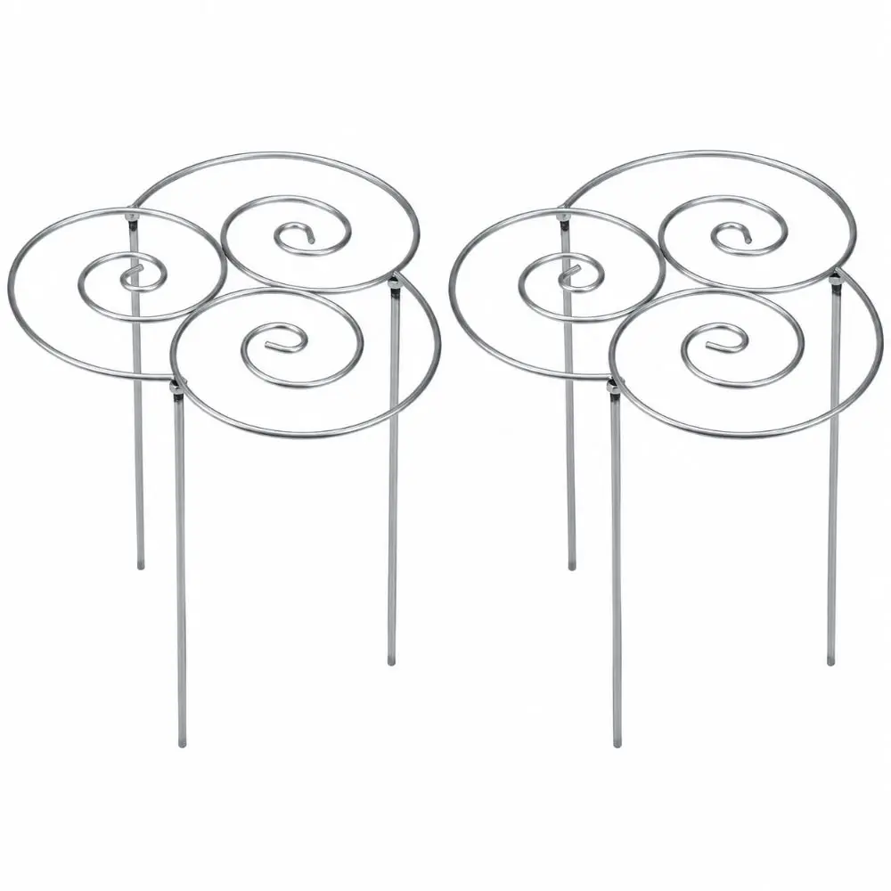 2PCS Durable Metal Plant Support Ring Round Ring Decorative Flower Support Stake Reusable Silver Flower Cage Stand Lawns