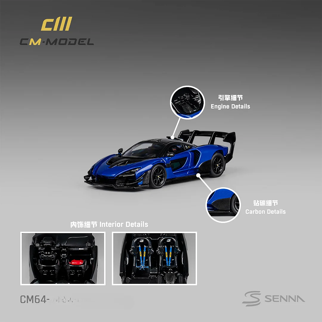 

**Pre-order **CM MODEL 1:64 Senna Metallic Blue Diecast Model Car