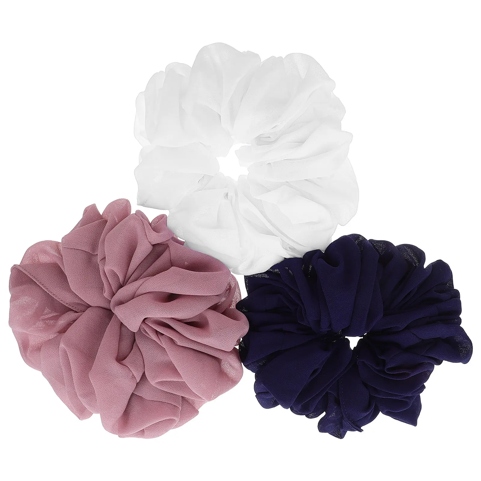 

3Pcs Pearl Chiffon Hair Ties Soft Stretchy Large Ponytail Holders Elegant Vintage Hair Accessories for Women Teens Summer